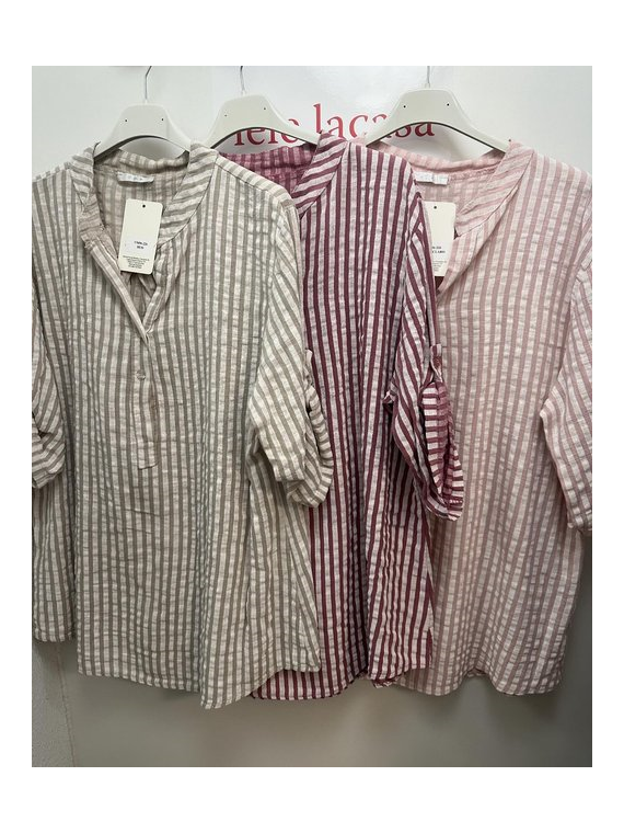 BLUSA RAYAS EFECTO LINO